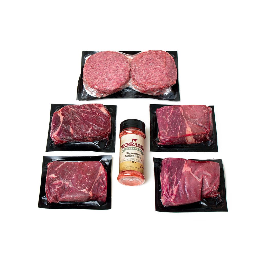 Nebraska Star Beef Aged Angus Top Sirloin and Ground Beef Patties - All Natural, 9 Piece Set