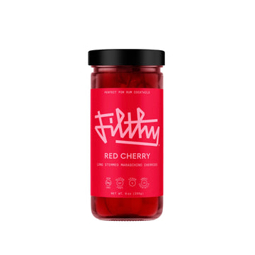Filthy Food Premium Maraschino Cocktail Cherries, Non-GMO, Vegan, 9 Oz Jar, Long Stemmed, Gluten Free