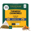 Vahdam, Turmeric Chamomile Tea Bags (100 Herbal Tea Bags) Caffeine Free, Non Gmo, Gluten Free | 100% Pure Herbal Tisane - Warm, Earthy & Floral | Infused With Chamomile Flowers | Resealable Ziplock Pouch