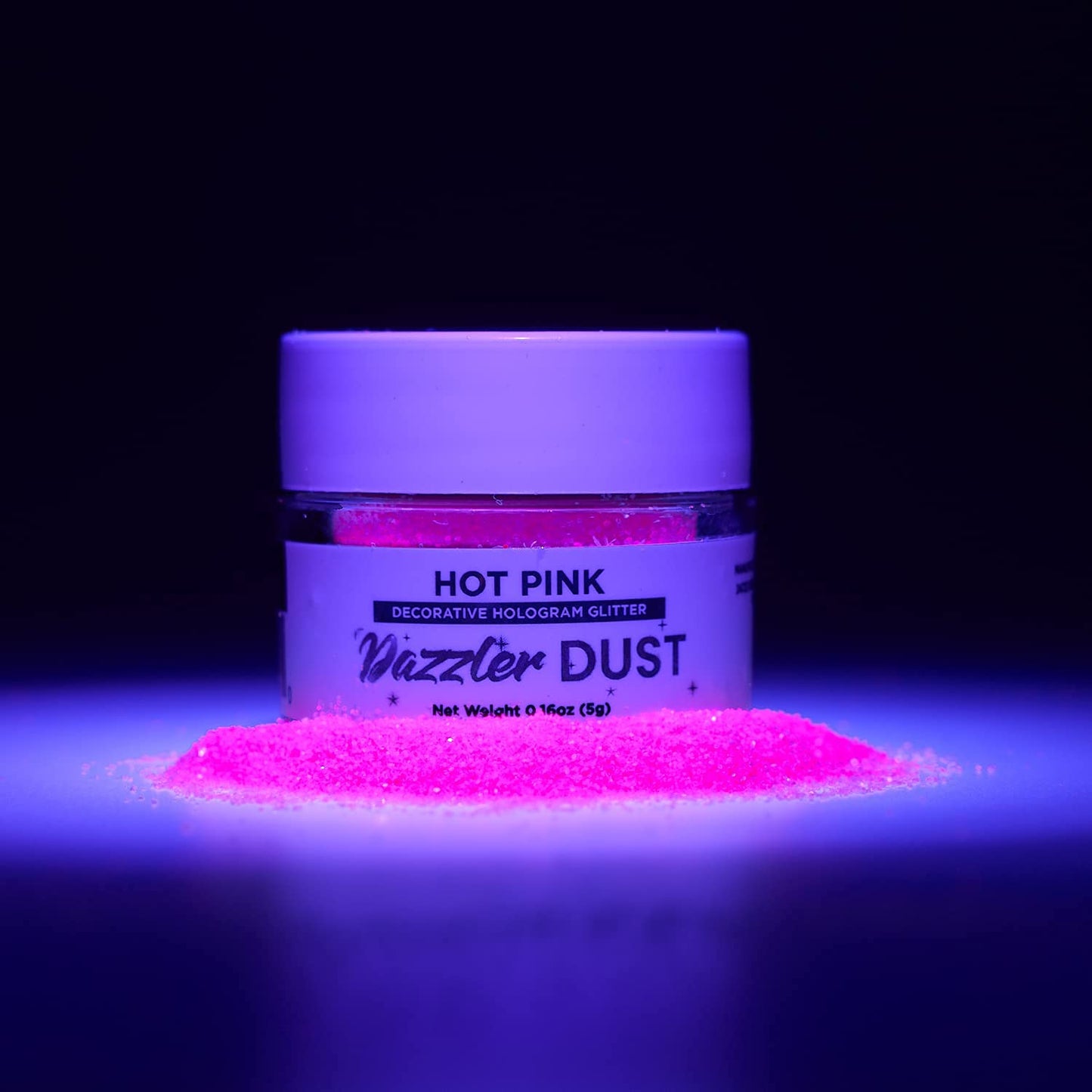 Bakell Glitter | Hot Pink Glow in the Dark | Non-Toxic | 5g Jar | Model FLD160