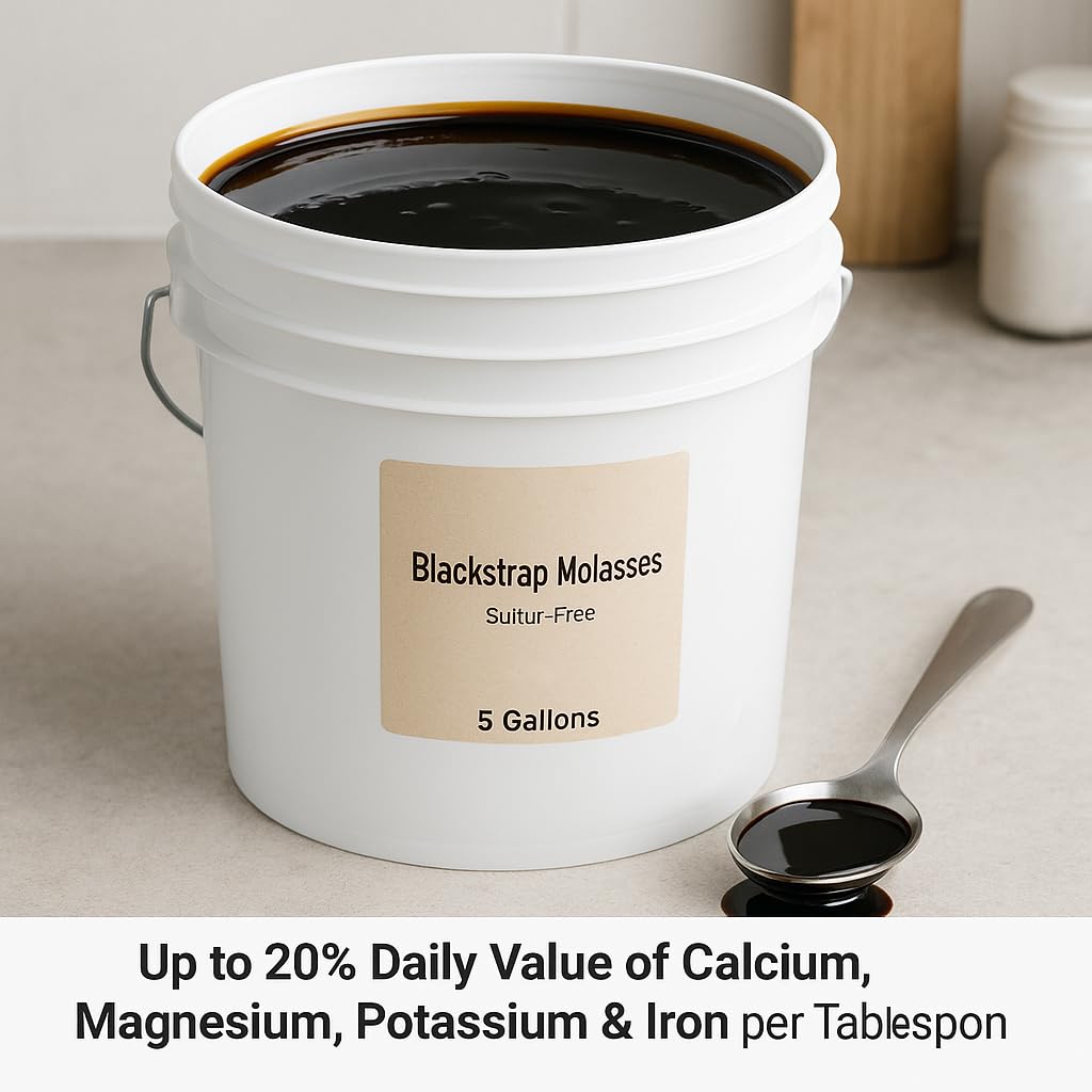 5 Gallon Unsulfured Blackstrap Molasses | Sulfur-Free Cane Molasses for Baking  Cooking  Sauces & Food Production