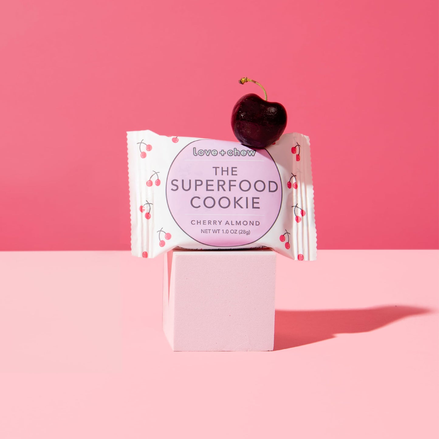 Love + Chew Soft Baked Protein Cookies, Gluten Free | (18) Count Cherry Almond Minis | Vegan, Paleo, Non GMO and Packed with Sup