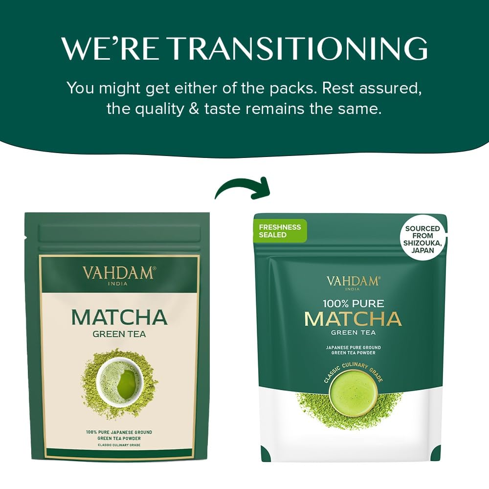 Vahdam, Matcha Tea Powder (50 Cups,3.53Oz) Pure Authentic Japanese Matcha Green Tea Powder  Classic Culinary Matcha From Japan