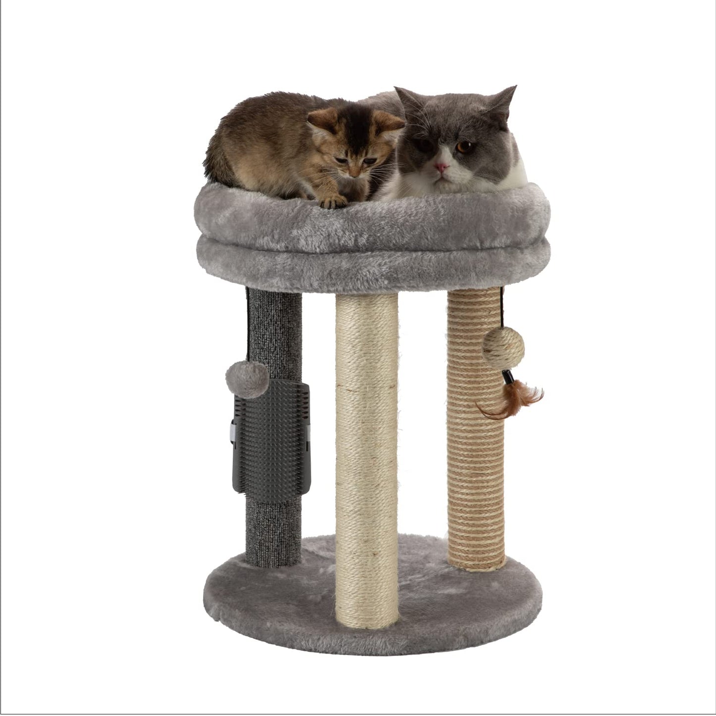 Mecool 4In1 Small Cat Tree,Scratching Post With Tower Soft Cat Bed, Sisal Carpet Jute Posts With Three Hanging Ball Toys And Mas