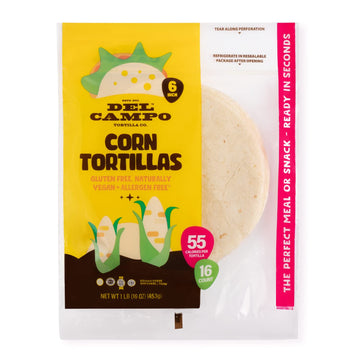 Del Campo Soft Corn Tortillas - 6 Inch Round 1 Lb. Bag. 100% Delicious, Gluten Free And All-Corn Authentic Mexican Food. Many Se