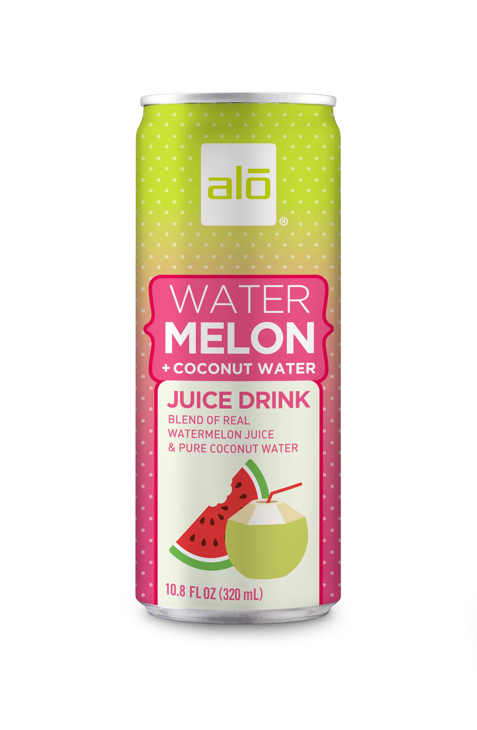 ALO Slim Can Juice | 80% Watermelon Juice + 20% Coconut Water | Plant-Based Beverage | Not from Concentrate | 10.8oz Cans (Pack 