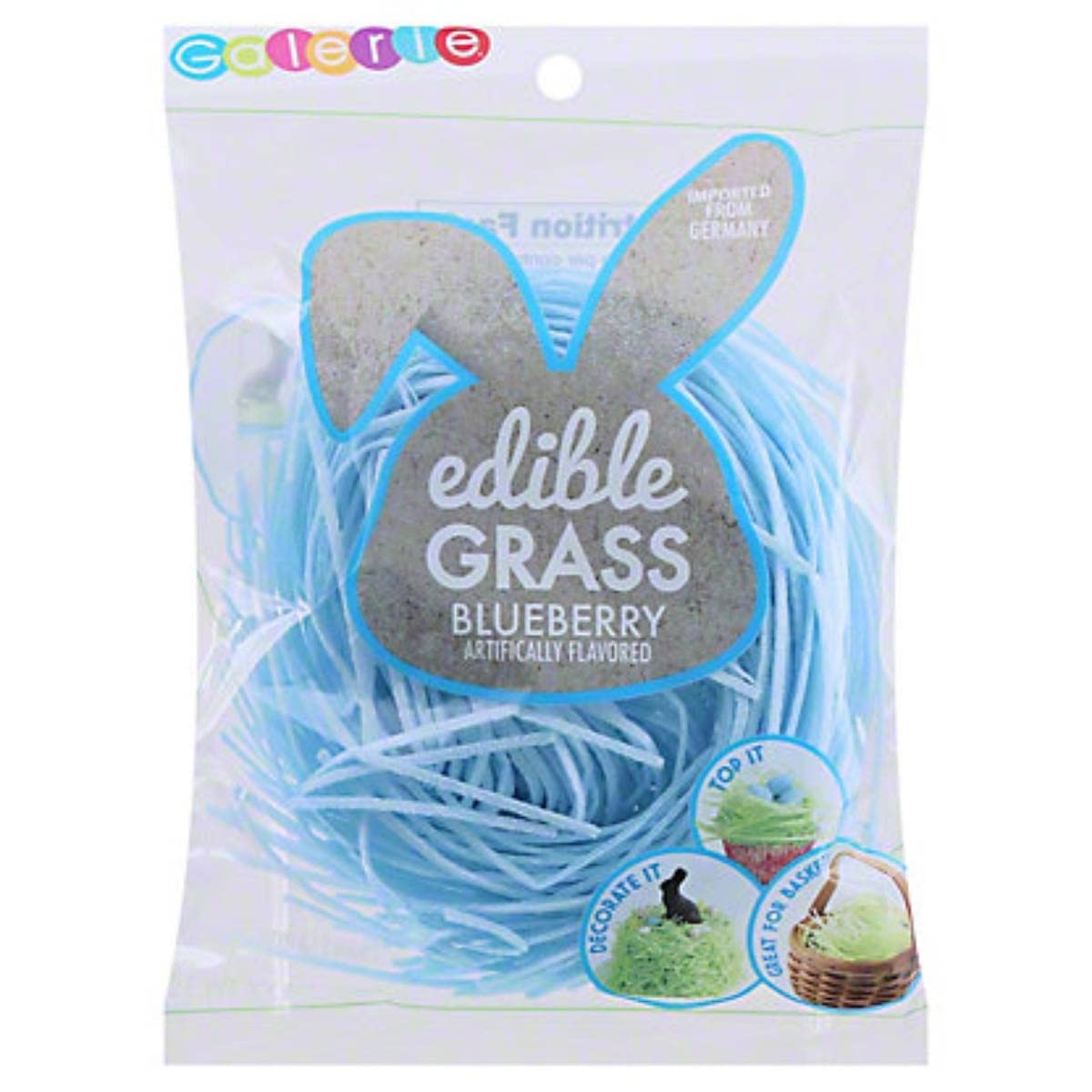 Grandys Candys Edible Easter Grass Bundle - Green Apple, Blueberry, Strawberry Flavors - 6 Individual Packages - 6 Count