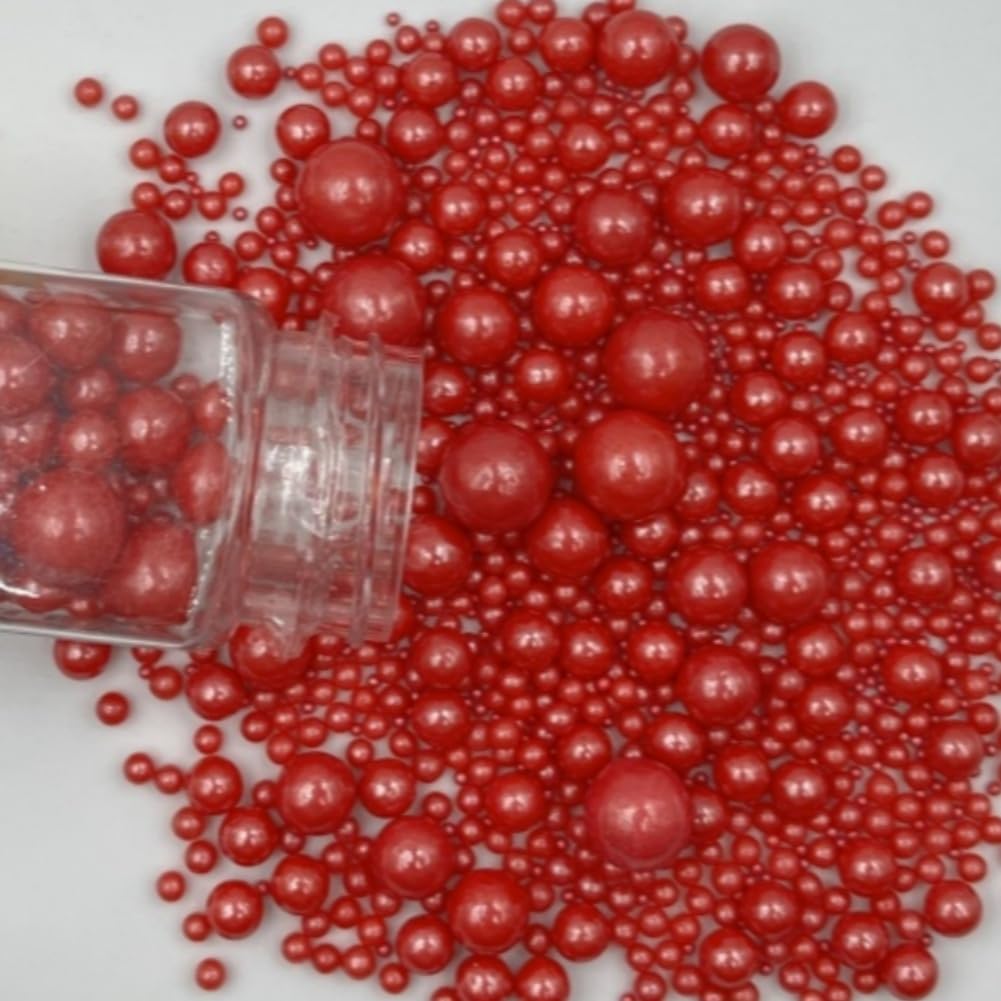 Edible Pearl Sugar Sprinkles Red Candy Mixing Size Baking Edible Cake Decorations Cupcake Toppers Cookie Decorating Celebrations