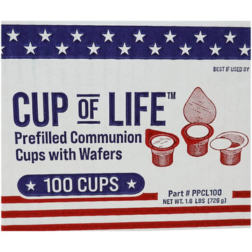 100 Prefilled Communion Cups With Premium Red Grape Juice And Wafers By Cup Of Life - Fresh, Convenient, And Ready To Serve