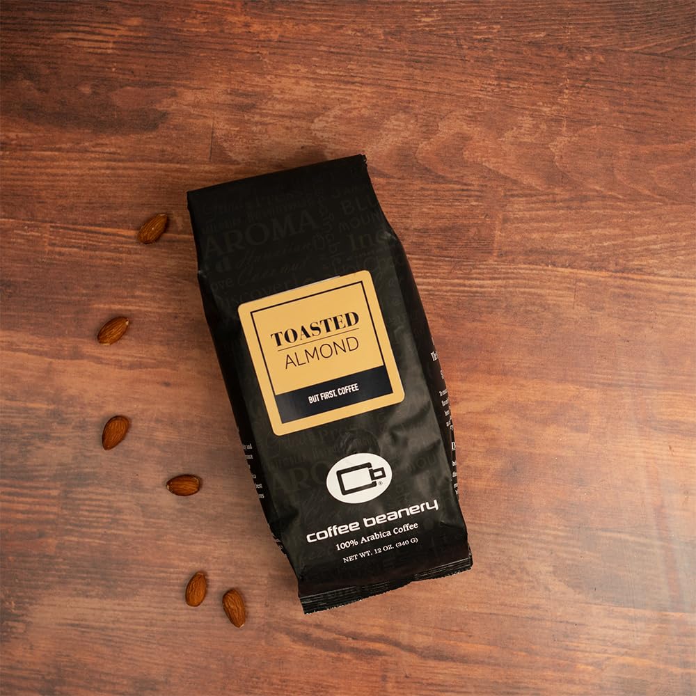 Toasted Almond Flavored Coffee, Specialty Arabica Coffee, Medium Roast, 12 Ounce, Automatic Drip (Ground)