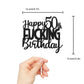 Caiwowo Happy 50th Birthday Cake Topper - Black Glitter Party Decoration
