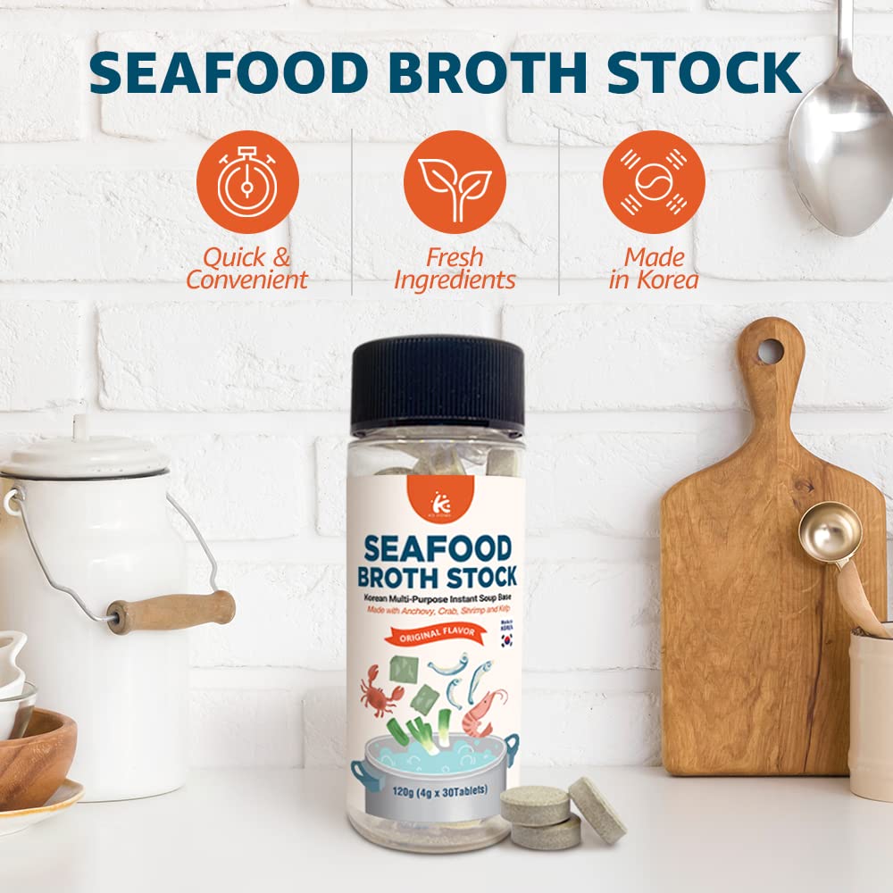 KD Home Seafood Broth Stock Korean Multi-Purpose Instant Soup Base, Made with Anchovy, Crab, Shrimp and Kelp Original Flavor 4.0