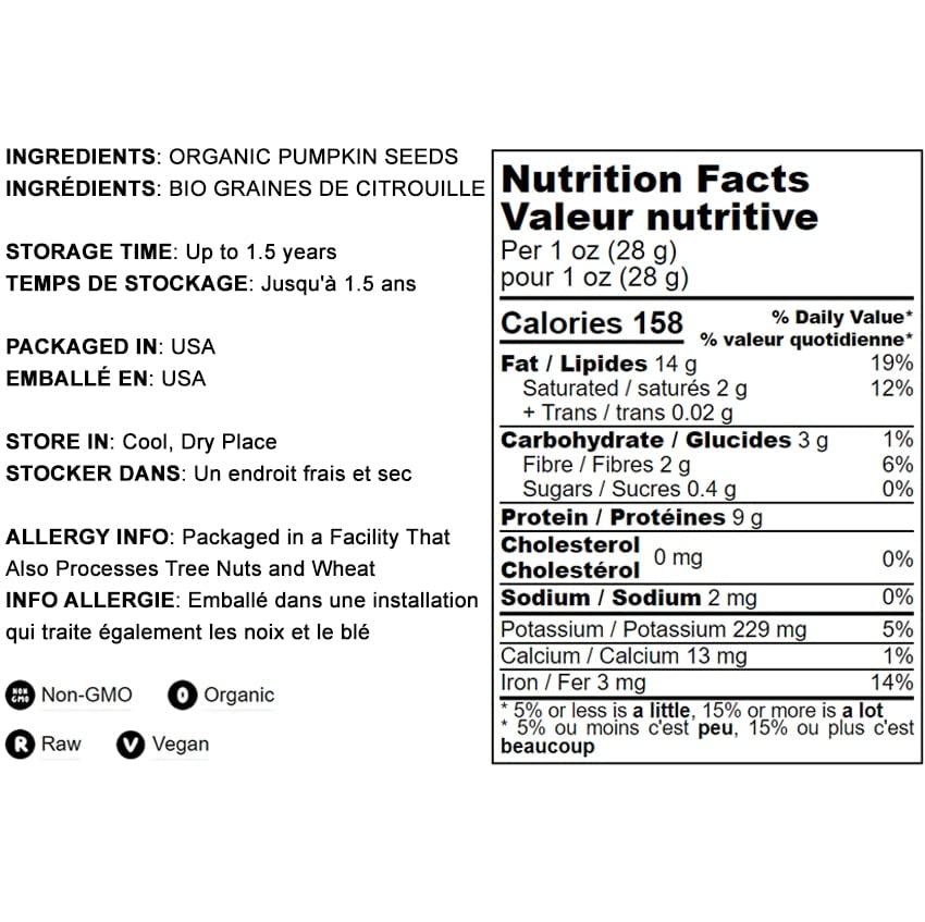 Food To Live Organic Raw Pumpkin Seeds In Shell, 3 Pounds - Non-Gmo, Dried, Unsalted, Unroasted, Vegan, Bulk. Good Source Of Pro