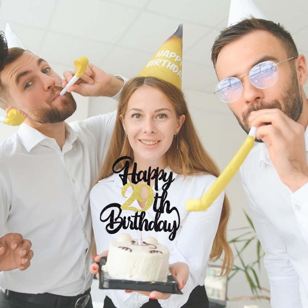 Klionjor 29Th Birthday Cake Topper - Happy Birthday Decoration For 29Th Birthday Party - Gift Plugin