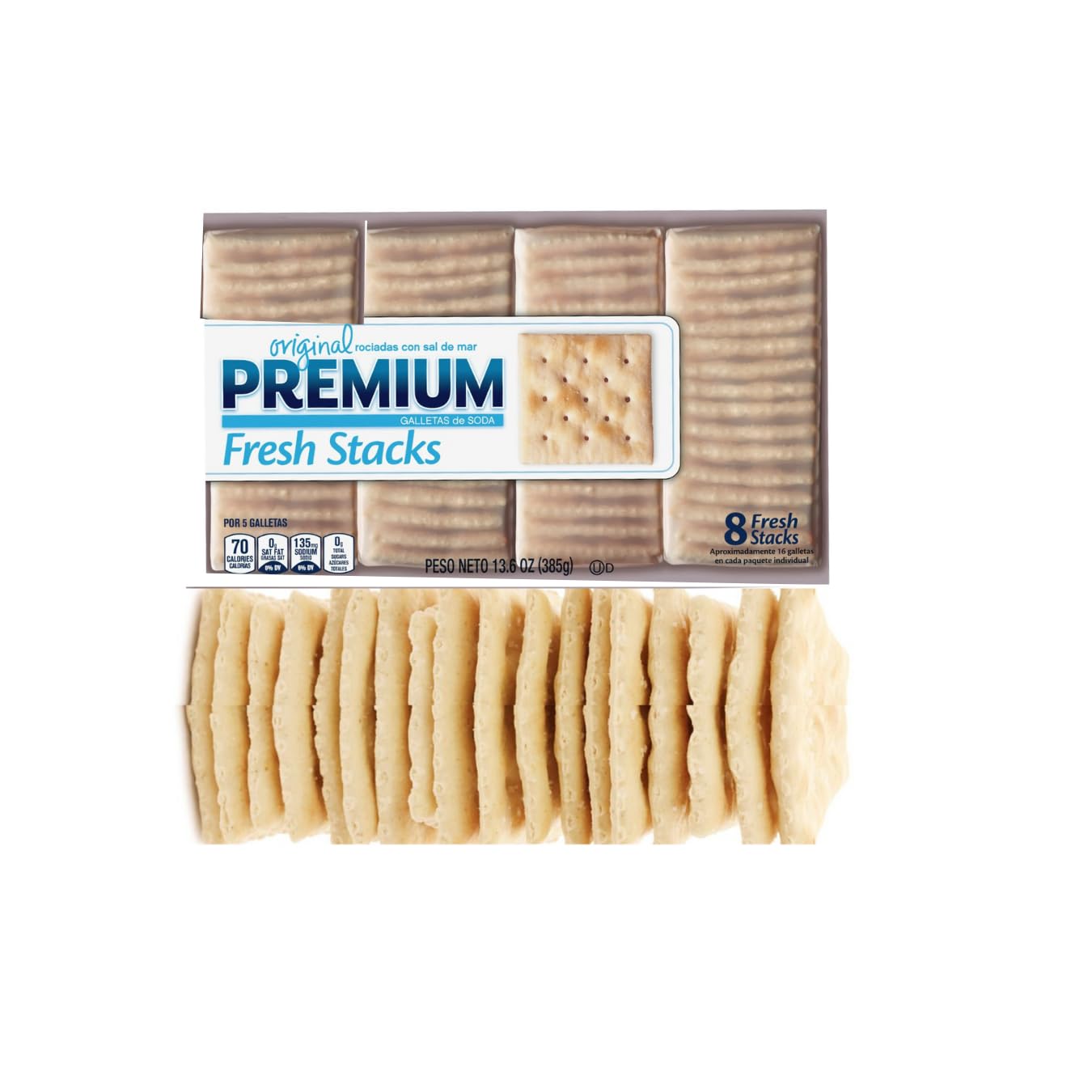 Luxenton Premium Fresh Stacks Saltine  ers, 13.6 oz, Topped with Sea Salt, Ideal for Soups and Dips