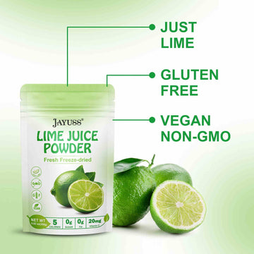Jayuss Lime Juice Powder 8.82 Ounce (250G), 100% Natural, Freeze-Dried Lime Juice, No Sugar Or Additives, Great For Drinks, Smoo