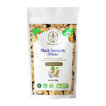 Shiva Organics Black Turmeric Whole 125 g: Authentic North East Indian Spice Powder, Bursting with Citrusy Flavor and Culinary 
