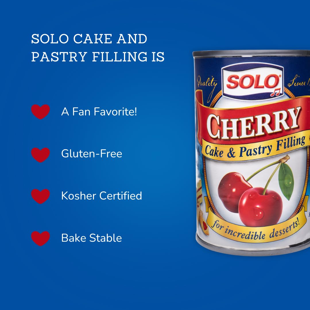 Solo Cake & Pastry Filling, Cherry, 12 Ounce (Pack Of 12) | Gluten-Free, Kosher Certified