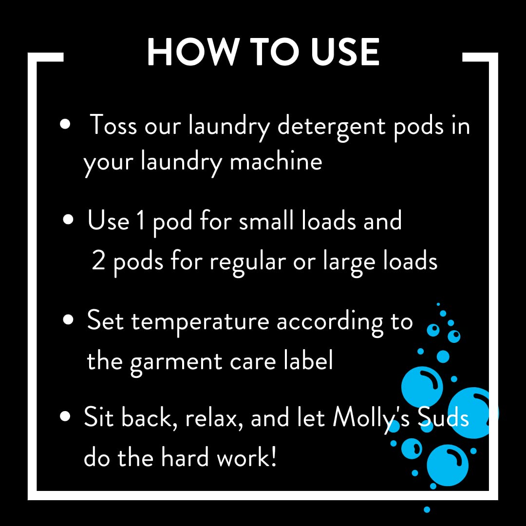 Mollys Suds Laundry Detergent Pods  Natural Detergent For Sensitive Skin  Ultra Concentrated And Stain Fighting  Unscented - 120