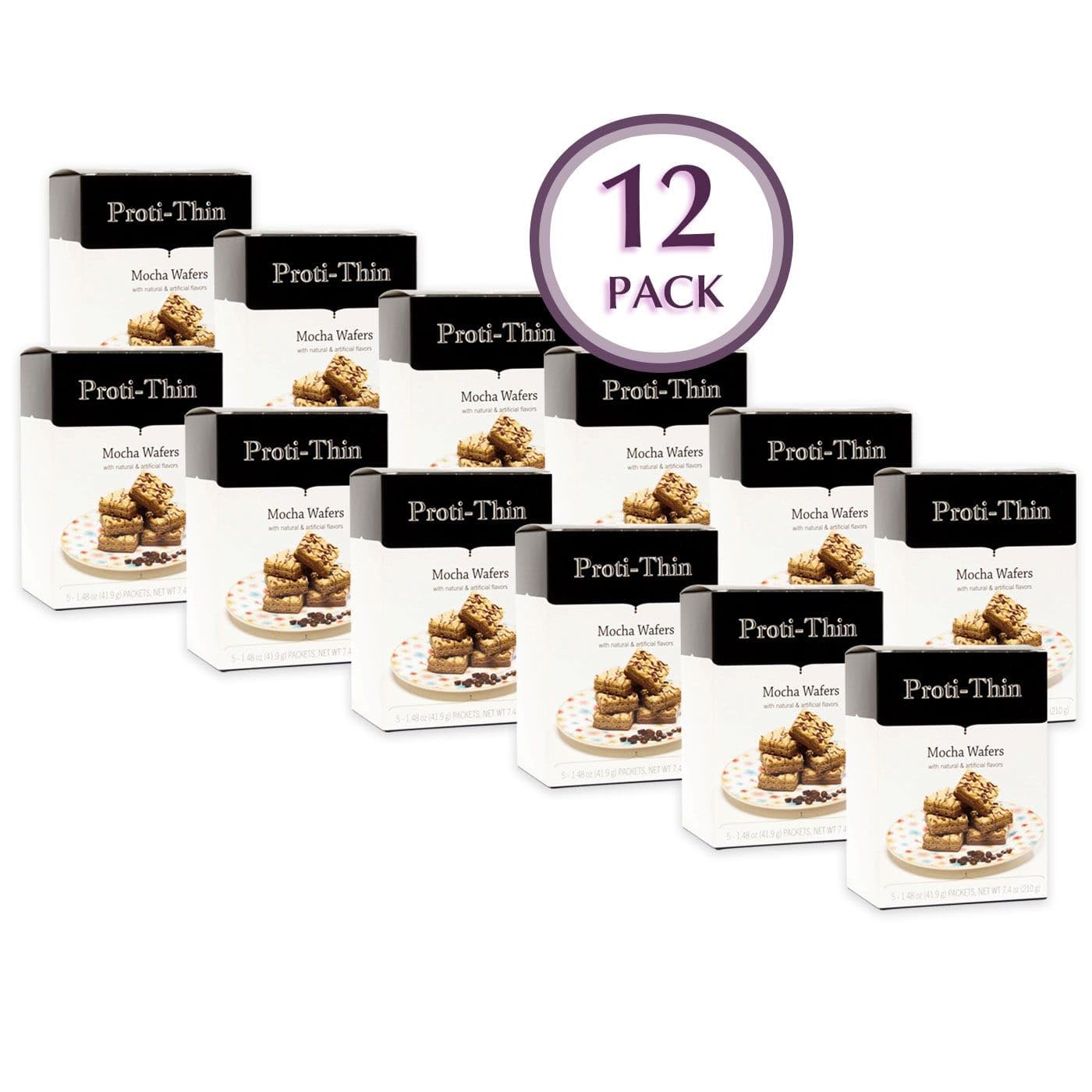 Proti-Thin High Protein Mocha Wafer Squares, 15g Protein, Low Calorie, 7.4 oz (Pack of 3)