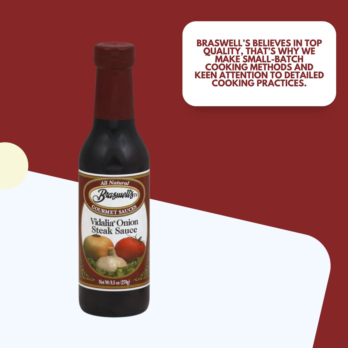 Braswell's Vidalia Onion Steak Sauce - 9.5 Oz, Perfect for Marinades and Grilling