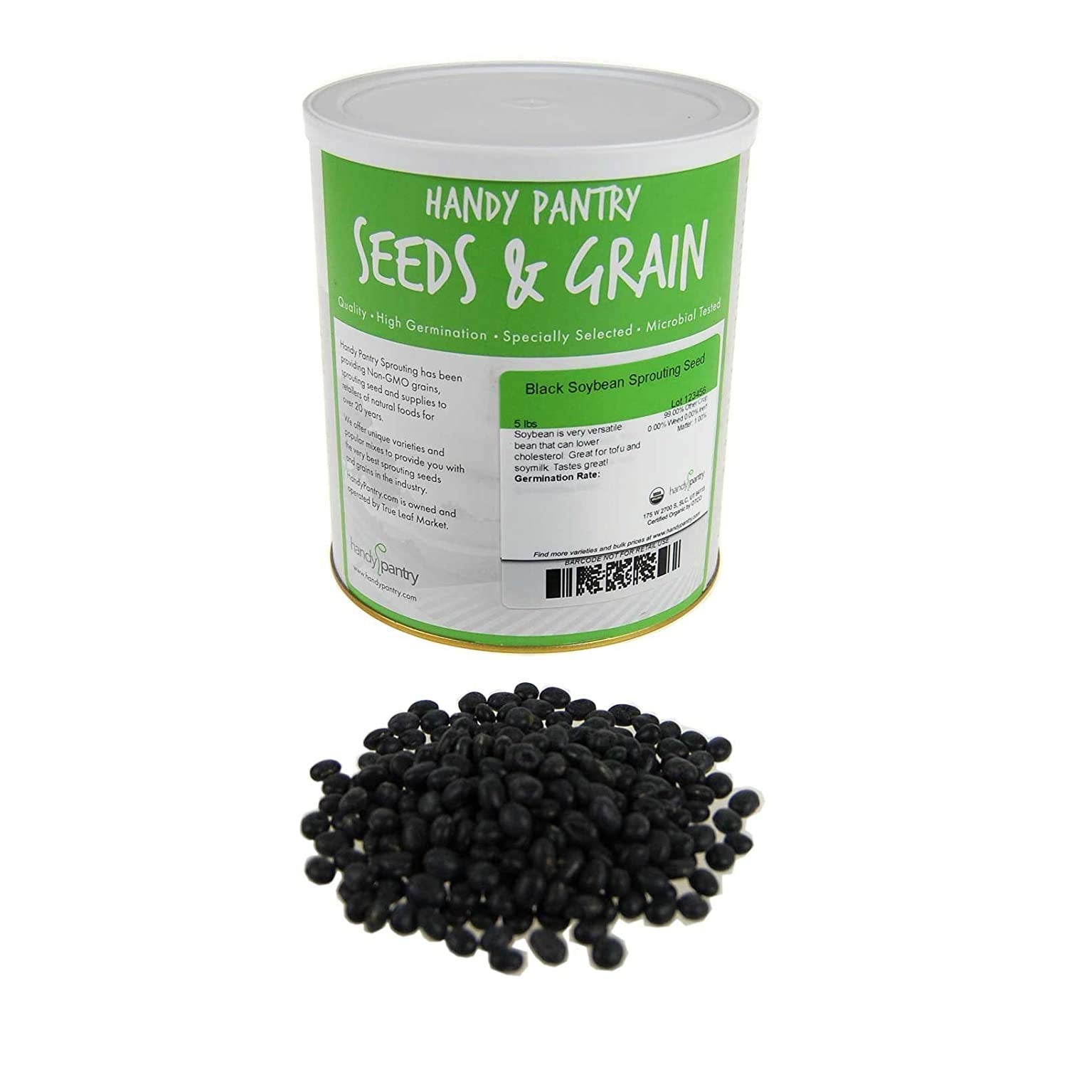 Organic Black Soy Beans - 5 Lb - Black Soybeans - For Cooking, Making Tofu & Soymilk / Soya Milk