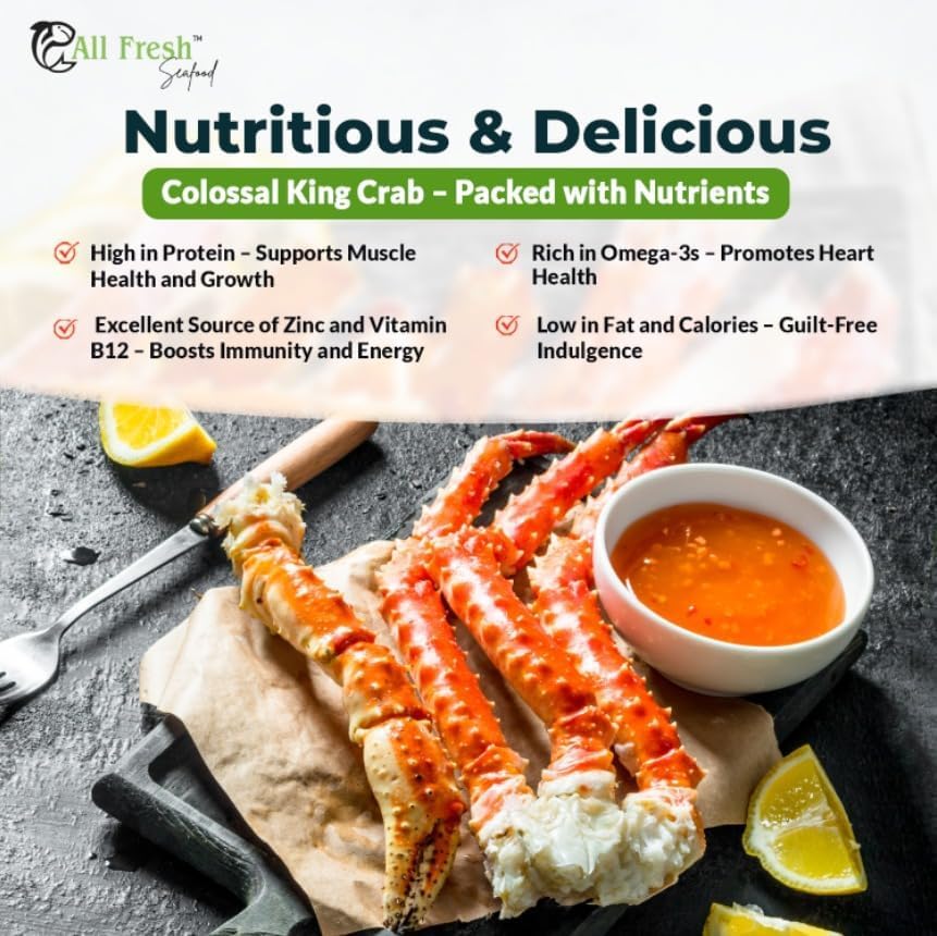 Colossal King Crab Legs - Wild-Caught  Pre-Cooked  Frozen - Sustainably Sourced Red King Crab from Norway (3 Pound)