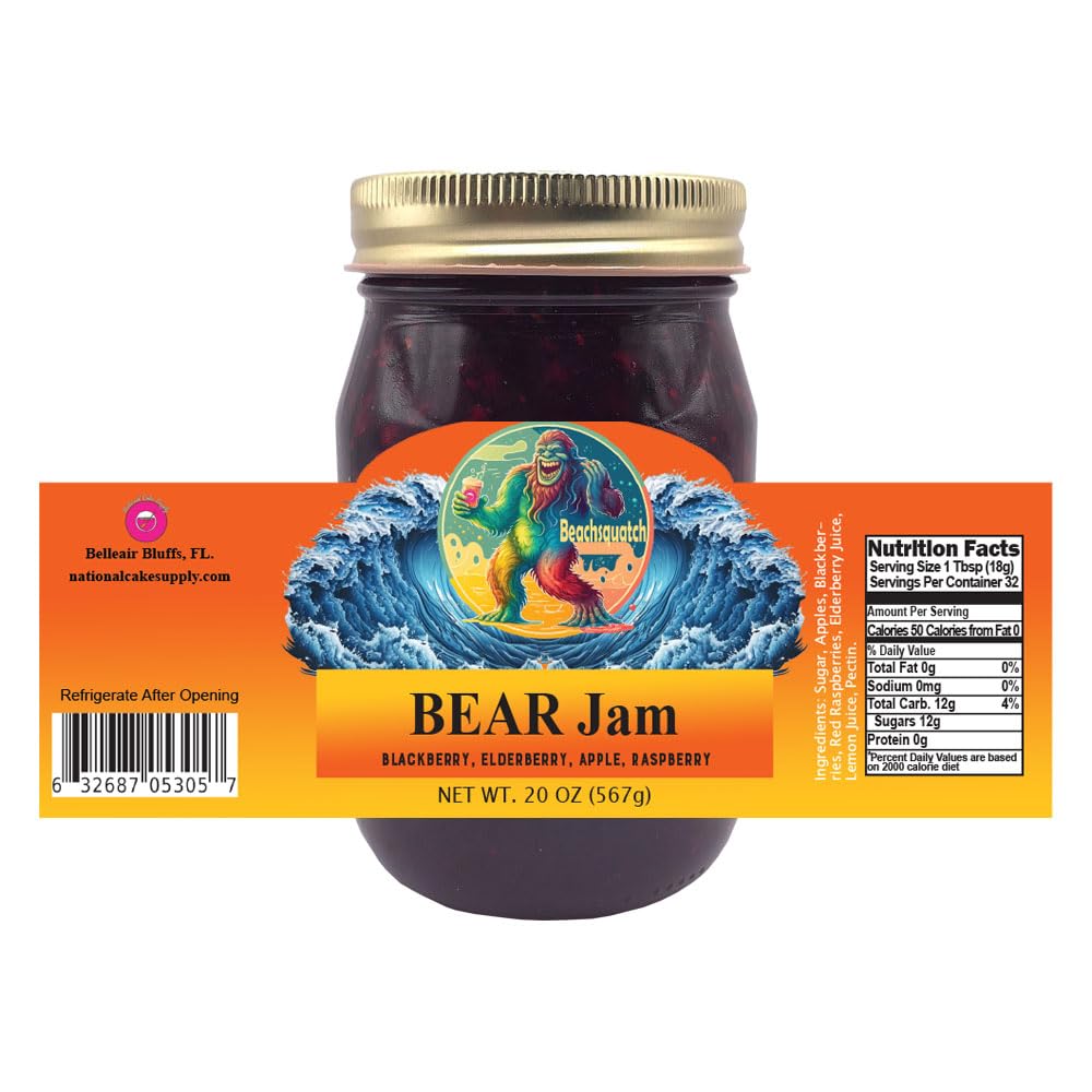 Beachsquatch BEAR Jam (Blackberry, Elderberry, Apple, Raspberry) Jam, 20 ounce jar