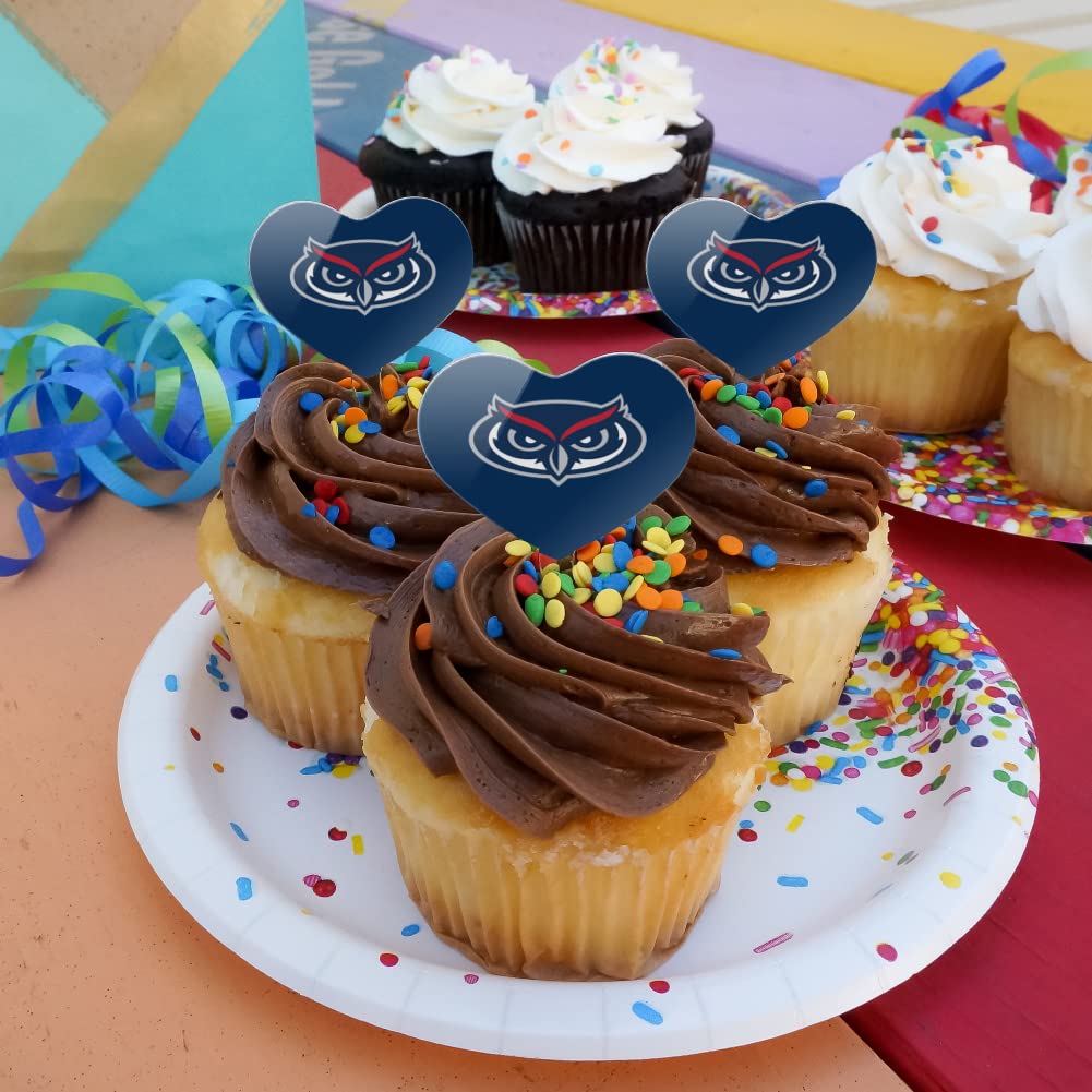 GRAPHICS & MORE Cupcake Picks Set of 6, Acrylic, Florida Atlantic University, One Size, Heart Decoration