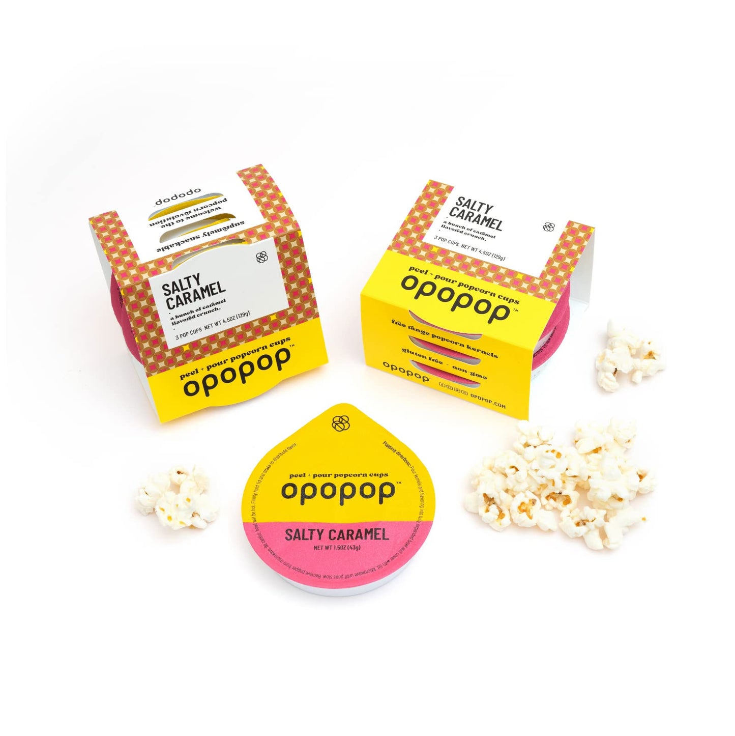 OPOPOP Microwave Popcorn Cups, Salty Caramel, Non-GMO, Gluten Free, 6-Pack, 1.5 Ounce
