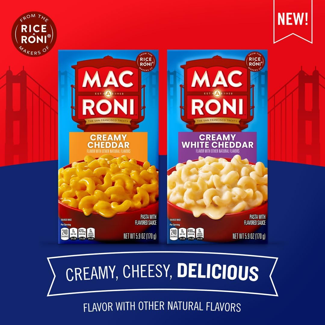Mac A Roni Quick Cook Macaroni and Cheese Cups, Creamy White Cheddar, 2.04 Oz Cups, 4 Pack