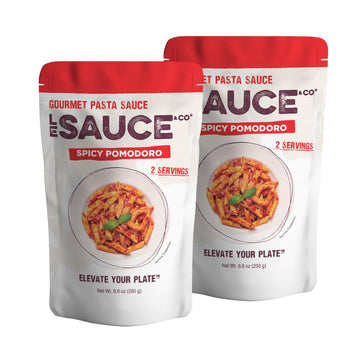 Le Sauce & Co. Spicy Pomodoro Gourmet Pasta Sauce, Two Servings, 8.5 oz Each, All Natural, Imported Italian San Marzano Tomatoes