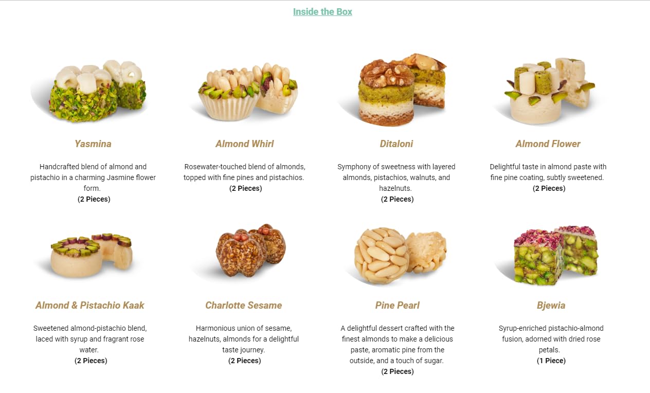 Laylas DELICACIES Mediterranean   Gift Box - 15 Bite-Size Nutty Pastries, Halal, Vegetarian, Gluten Free, Ramadan Gift Box