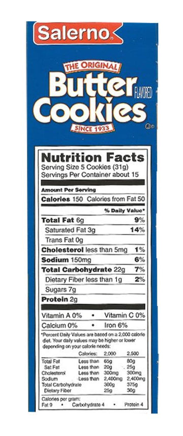 Salerno Butter Cookies - 2 Pack, 16 oz Each, 1 Pound Total