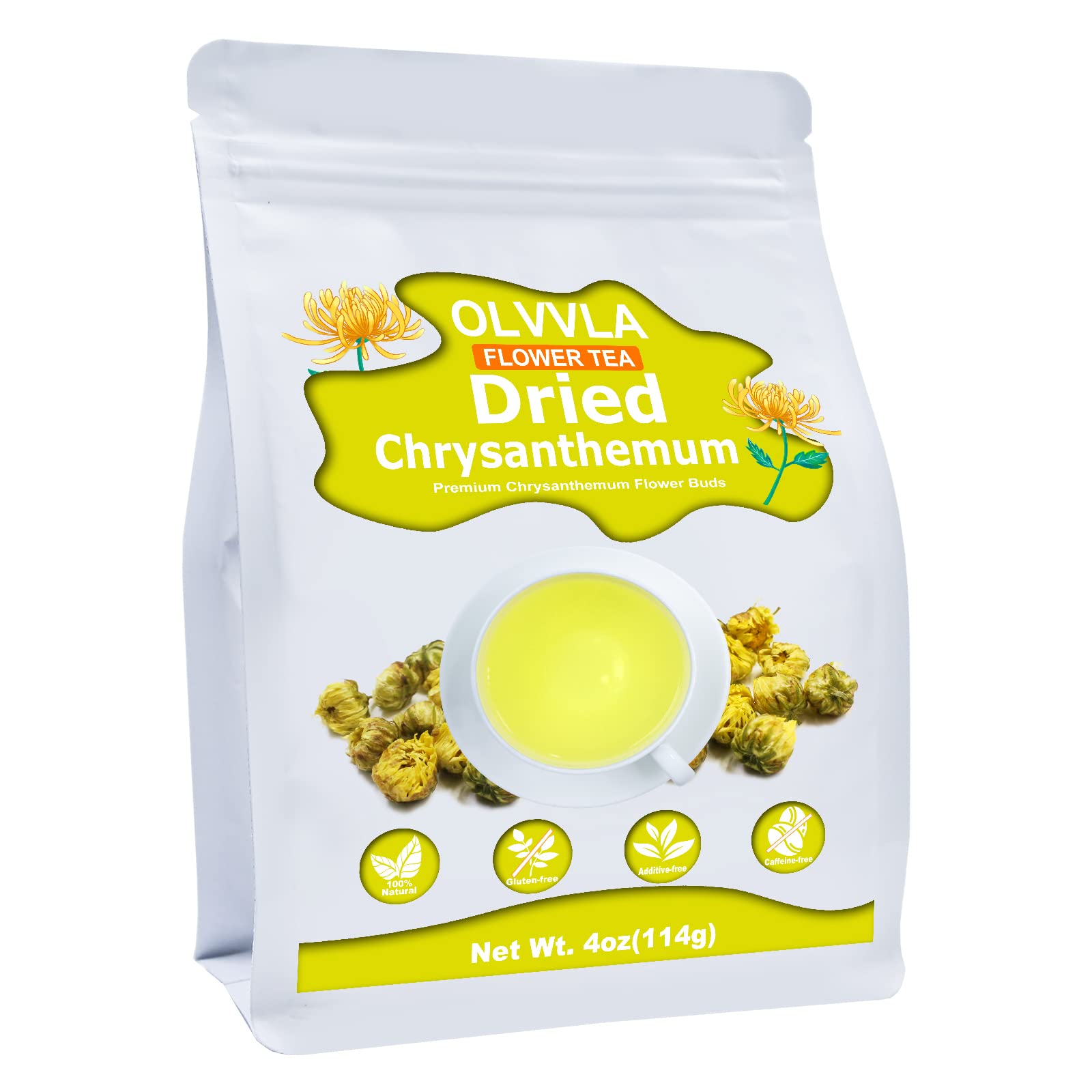 Olvvla Chrysanthemum Tea - 4oz Natural Dried Flowers - Caffeine-free Herbal Tea