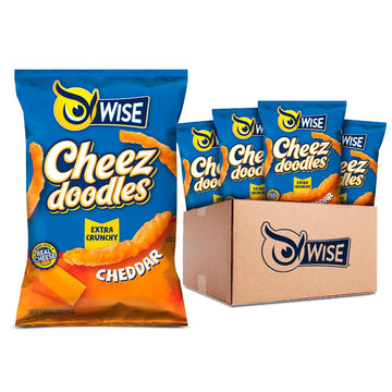 Wise Snacks Cheez Doodles Baked Puffs, Real Cheddar Cheese Extra Crunchy, Individual Snack Size Bags, School and Halloween Snack