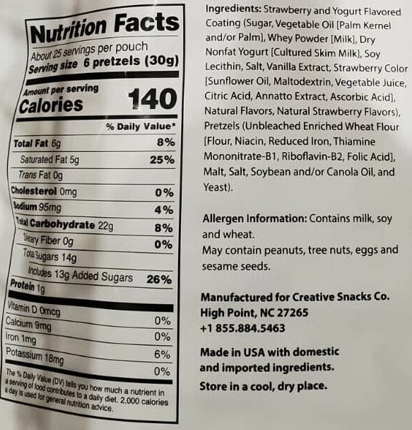 Creative Snacks Strawberry Pretzels (26 Oz, 1.625 Lbs)