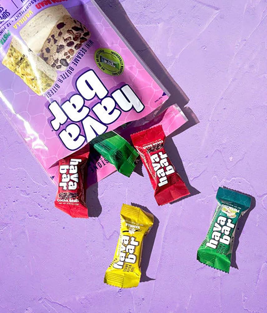 Galil Mini Halva Bars Sesame Butter Bites | Non-Gmo Halva | Hava Bar - Individually Wrapped Cocoa, Vanilla And Pistachio Halva B
