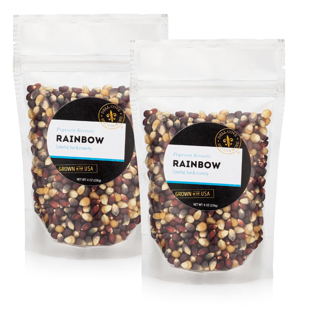 Dell Cove Spices - Rainbow Popcorn Kernels - Create Colorful & Tasty Stovetop Popcorn at Home (One Pound)