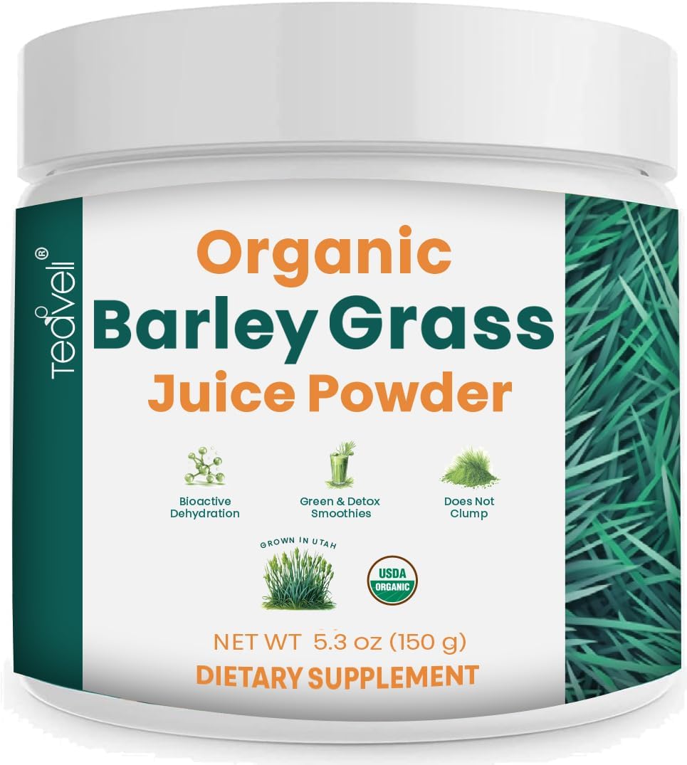 Teaveli Organic Barley Grass Juice Powder - 5.3 oz - Raw Utah Grown Extract for Green Juice