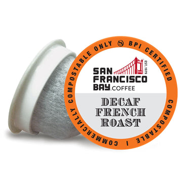 San Francisco Bay Compostable Coffee Pods - Decaf French Roast (80 Ct) K Cup Compatible Including Keurig 2.0, Dark Roast, Swiss