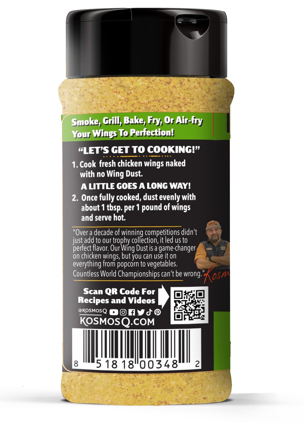 Kosmos Q Garlic Parmesan Wing Dust - 5 Oz Bag For Wings, Popcorn & More - Dry Bbq Rub With Real Garlic & Parmesan Cheese For Sav