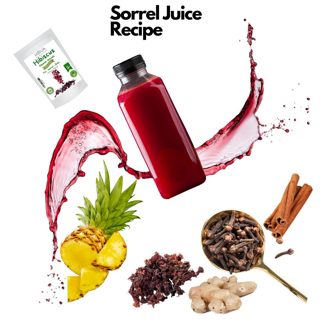 Kovafood Dried Red Hibiscus Flowers, Sorrel Leaves, Zobo Leaves I Organic I Non-Gmo I Washed And Sifted - 16Oz (1 Lb)