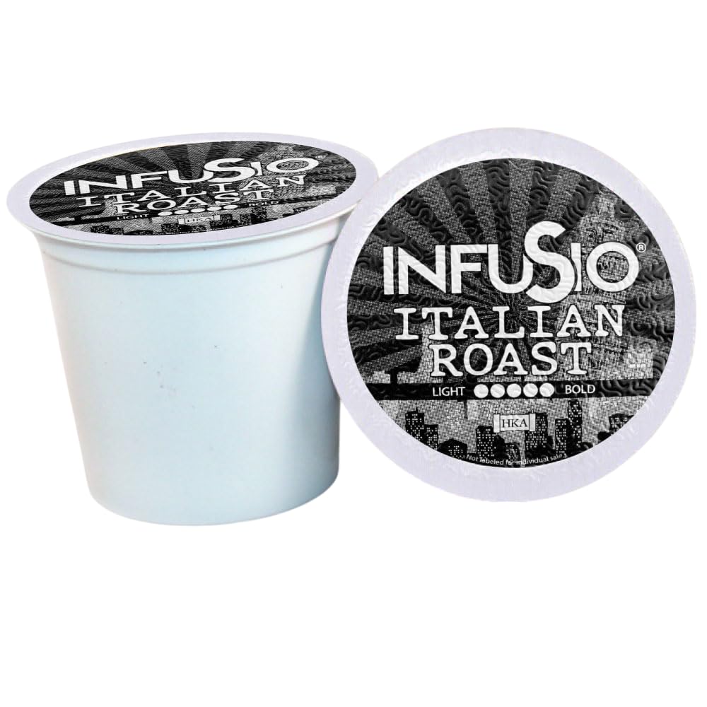 InfuSio Coffee Pods, Italian Roast, Dark Roast, 96 Count, Compatible with Keurig K Cups, Single Serve