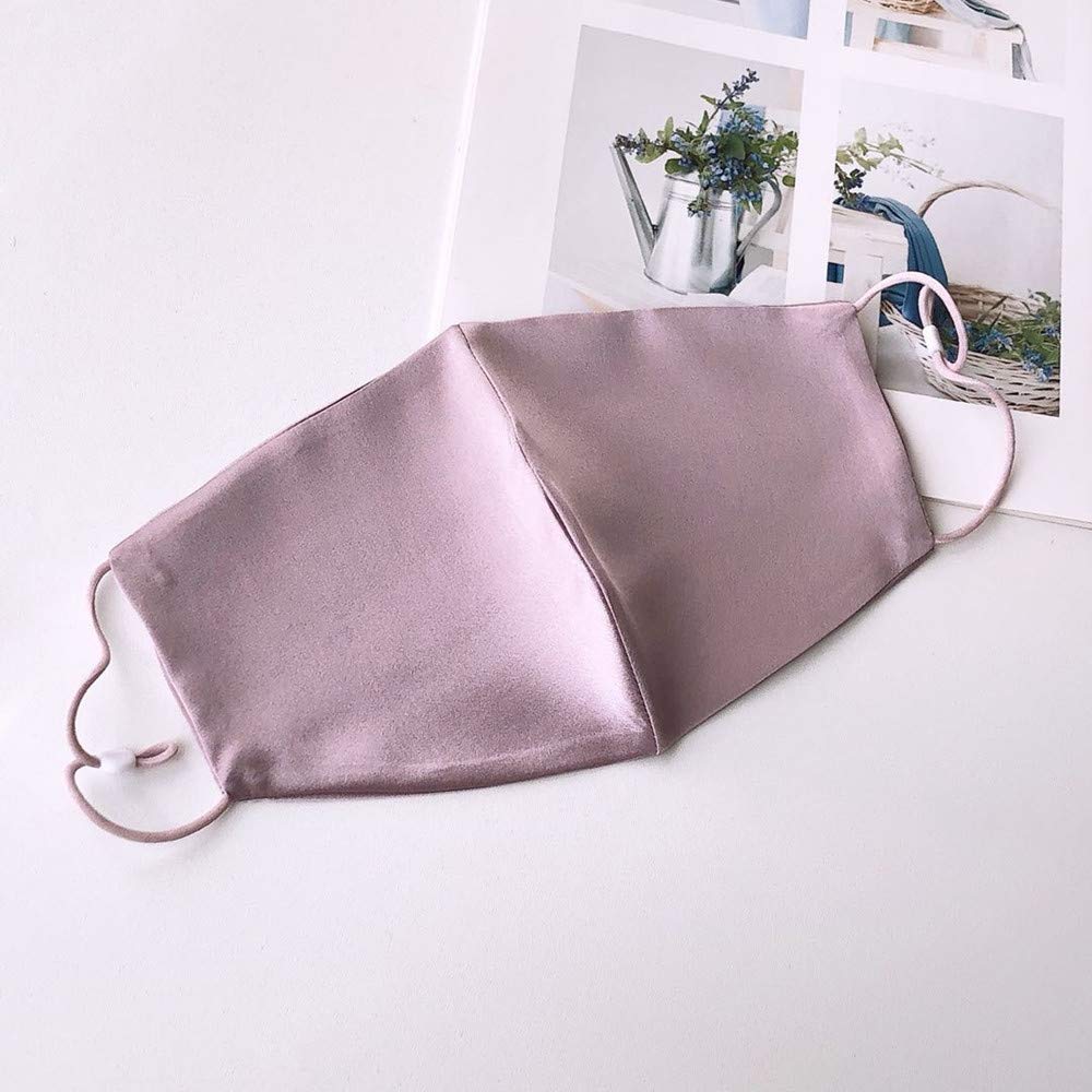 Roseward 100% Mulberry Silk Face Mask For Women Fashion Masks Reusable With Filter Pocket-Light Purple
