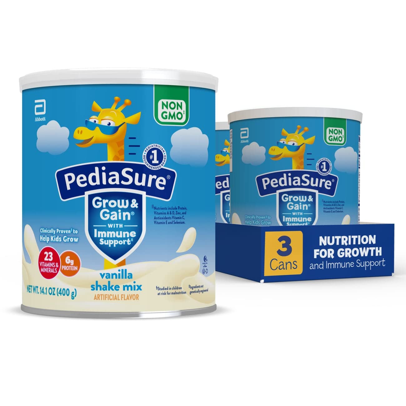 Pediasure Grow & Gain Shake Mix Powder, Vanilla, 14.1 Ounce (Pack Of 3)