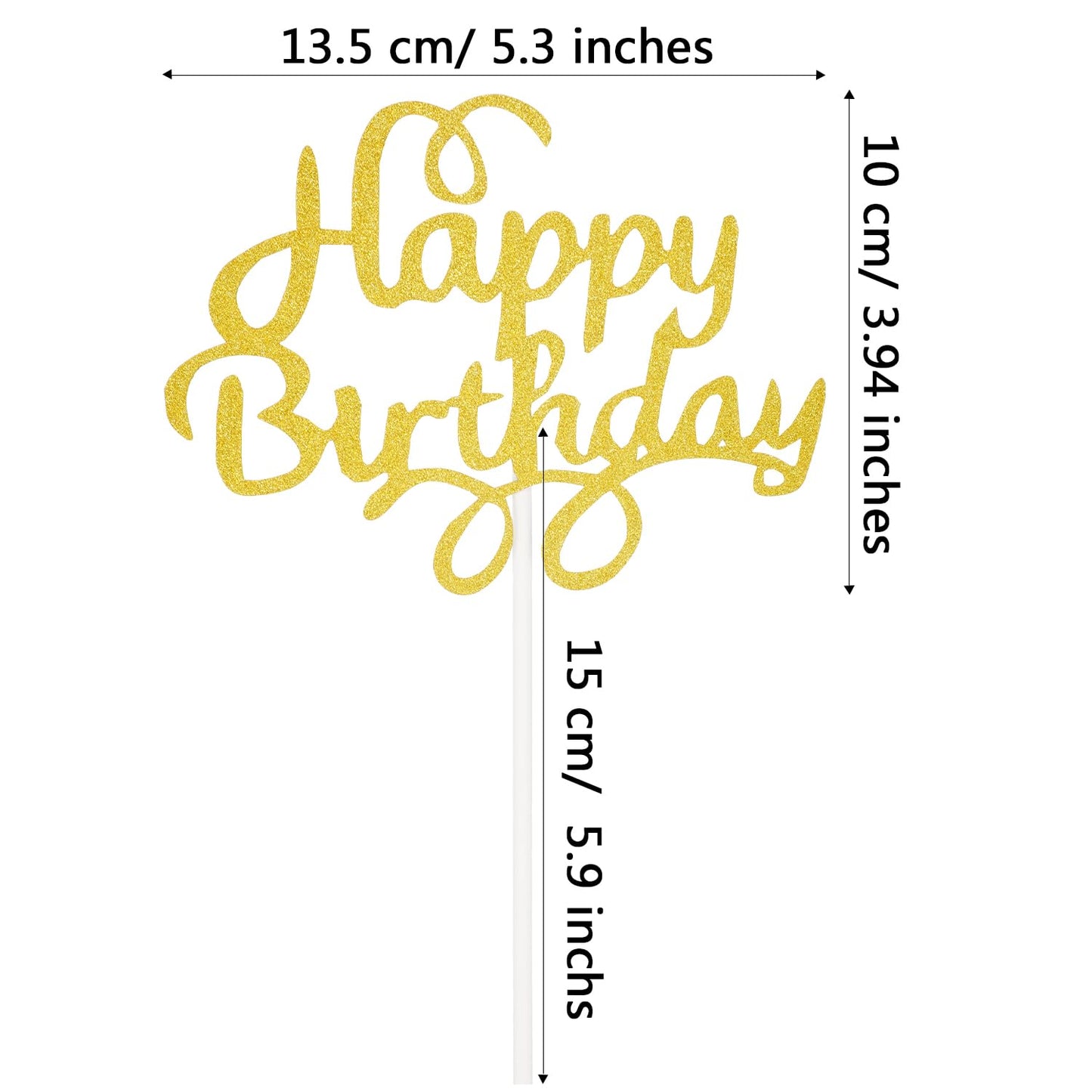 40 Pieces Happy Birthday Cake Toppers Glitter Birthday Cupcake Topper Cake Party Supplies Birthday Decorations For Children Or Adults, 8 Colors (Classic)