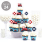 Big Dot of Happiness Cupcake Decoration Kit - Steam Train Birthday Party - Set of 24 - Red, Blue, White - Model BD4068tpk