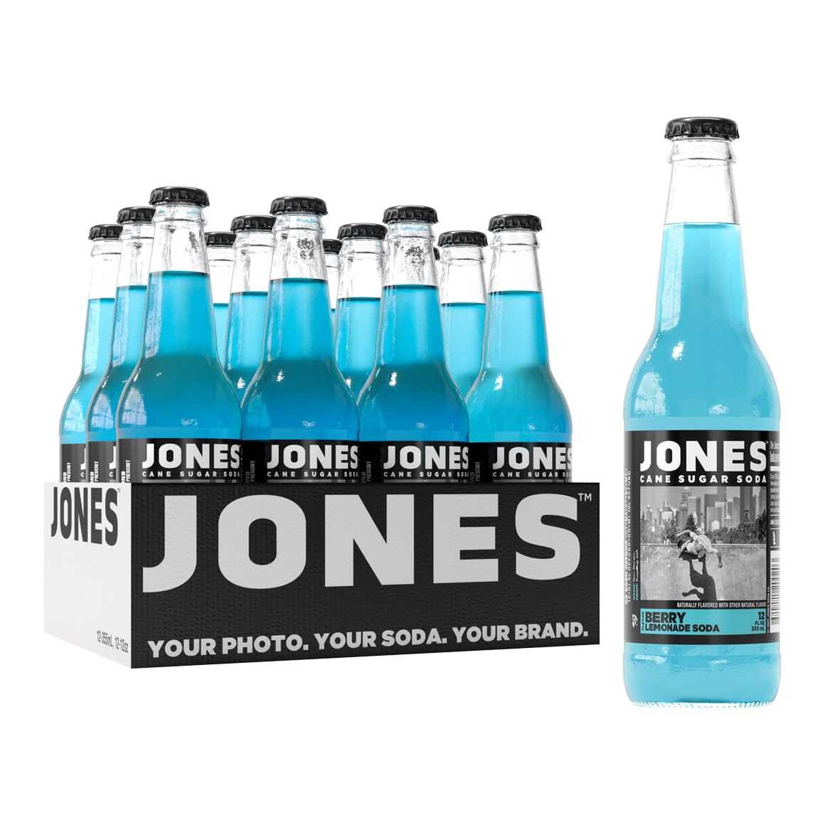 Jones Soda Co. Berry Lemonade Flavor | 12-Pack | The Original Craft Soda | Made with Pure, 100% Cane Sugar | Pop Beverages/Soft 