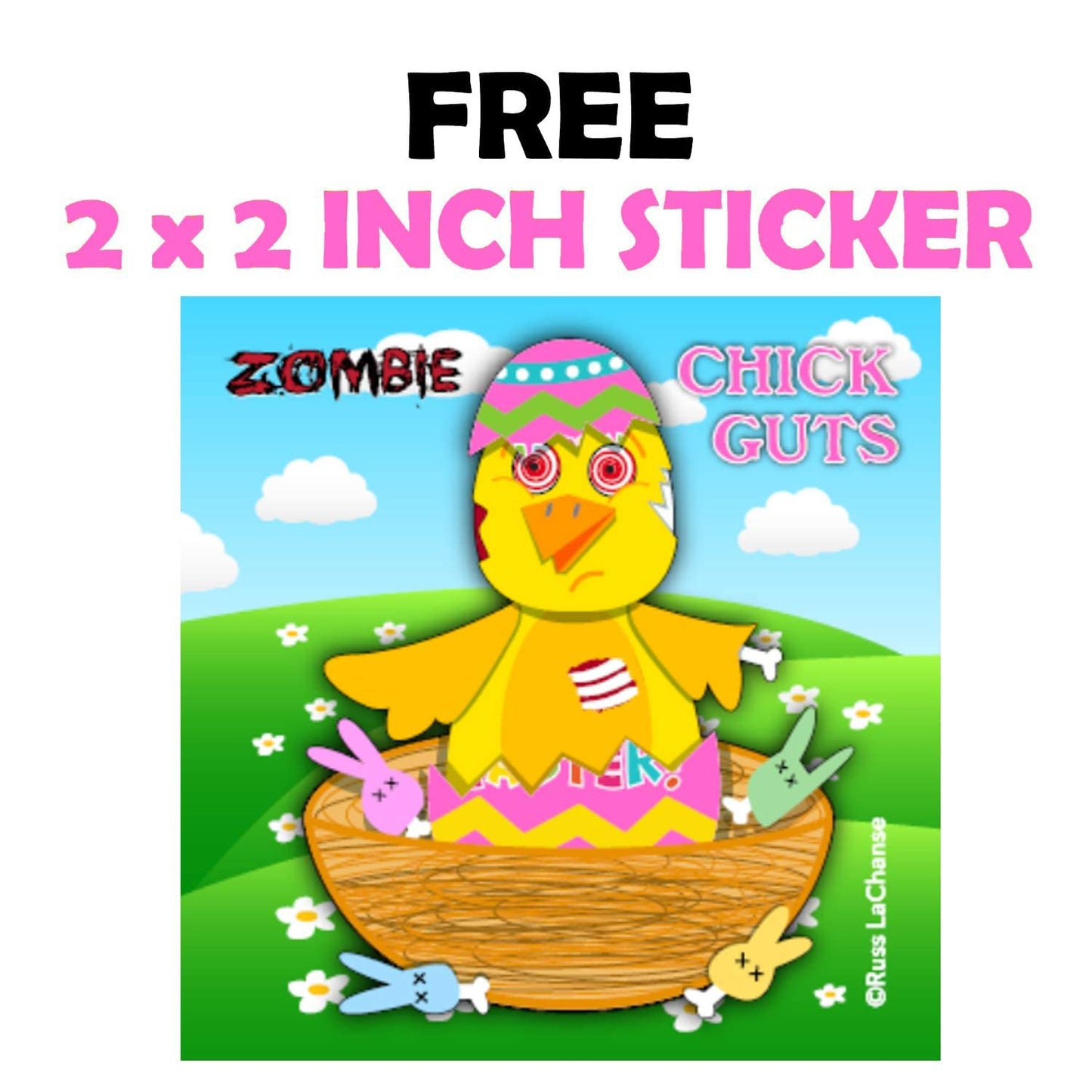 Zombie Chick Guts Gummy Mixed Fruit Flavored Bunny Head Fun Unique Halloween Candy Gag Gift For Birthday Girls, Boys, Kids & Tee